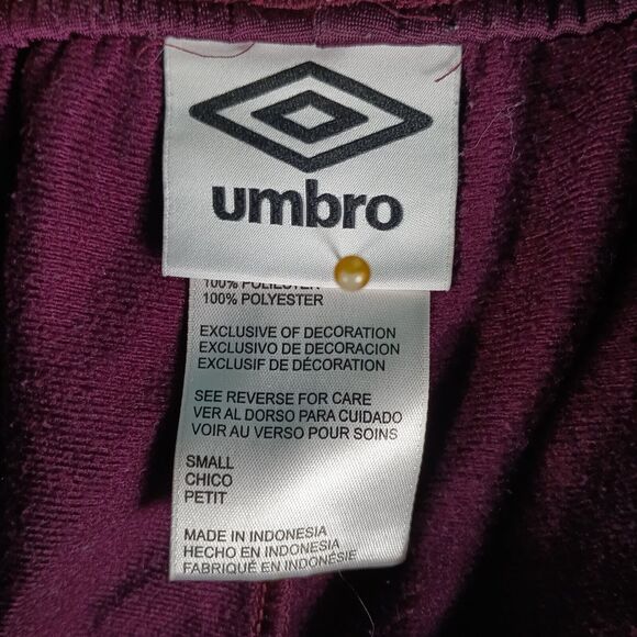 Umbro Track Pants Women Small Burgundy Logo Zip Ankle Y2K - Picture 3 of 9